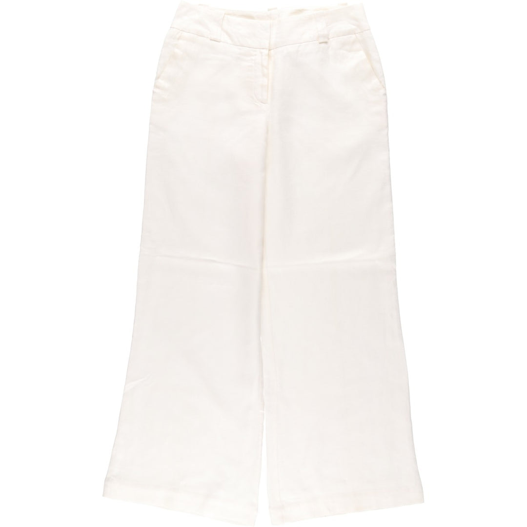 WORTHINGTON Linen Pants, Slacks, Flare Pants, Women's Size L (equivalent to W30) linen white type Vintage Second Hand