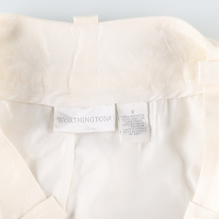 WORTHINGTON Linen Pants, Slacks, Flare Pants, Women's Size L (equivalent to W30) linen white type Vintage Second Hand