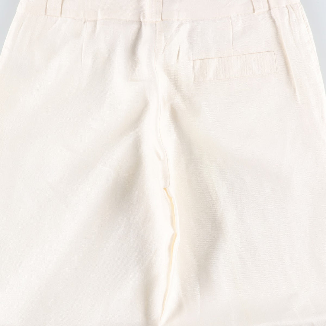 WORTHINGTON Linen Pants, Slacks, Flare Pants, Women's Size L (equivalent to W30) linen white type Vintage Second Hand