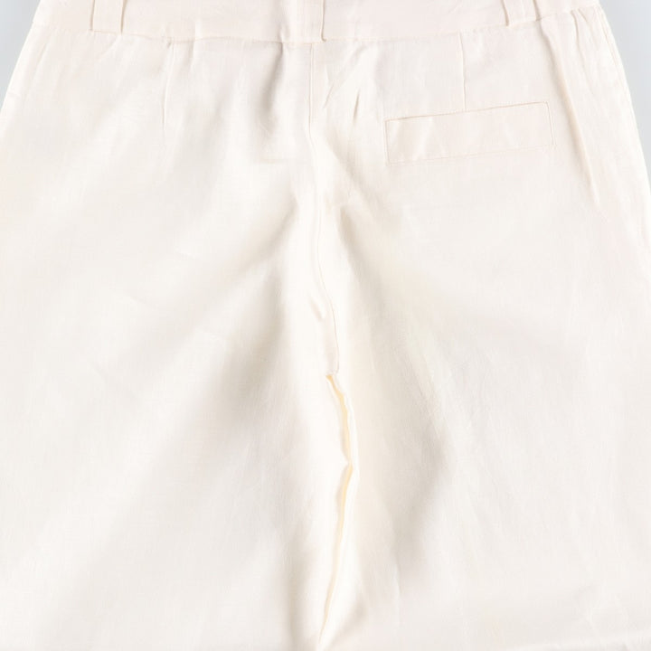 WORTHINGTON Linen Pants, Slacks, Flare Pants, Women's Size L (equivalent to W30) linen white type Vintage Second Hand