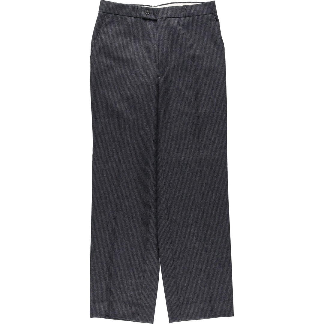 Striped Pattern Wool Slacks Pants, Women's Size L (equivalent to W28), Vintage wool Charcoal Vintage Second Hand