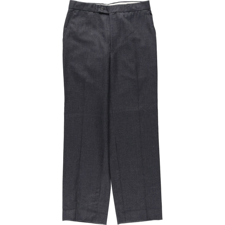 Striped Pattern Wool Slacks Pants, Women's Size L (equivalent to W28), Vintage wool Charcoal Vintage Second Hand