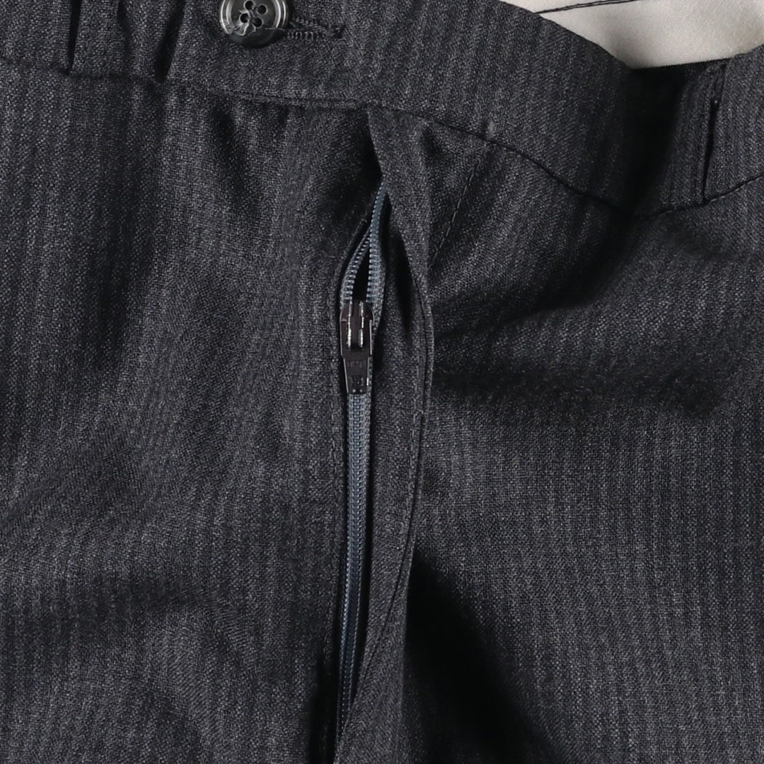 Striped Pattern Wool Slacks Pants, Women's Size L (equivalent to W28), Vintage wool Charcoal Vintage Second Hand