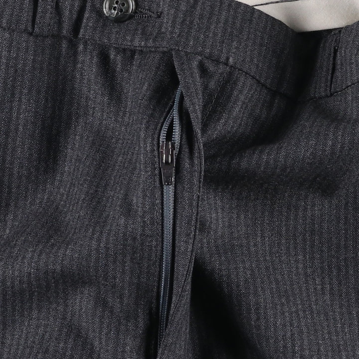 Striped Pattern Wool Slacks Pants, Women's Size L (equivalent to W28), Vintage wool Charcoal Vintage Second Hand