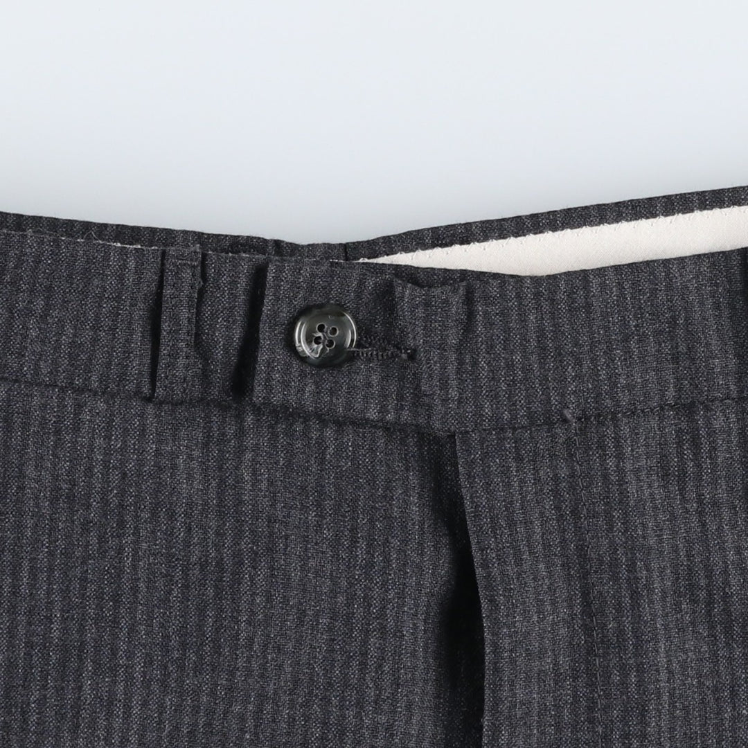 Striped Pattern Wool Slacks Pants, Women's Size L (equivalent to W28), Vintage wool Charcoal Vintage Second Hand