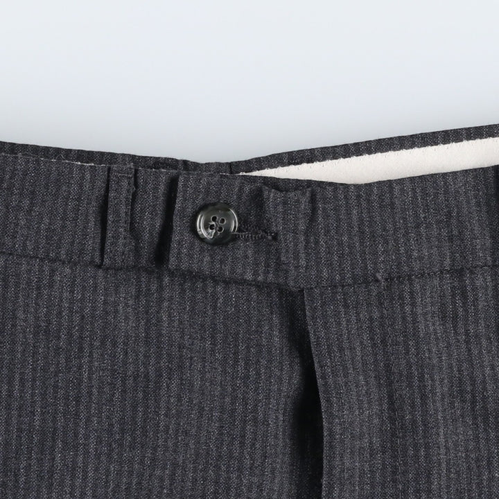 Striped Pattern Wool Slacks Pants, Women's Size L (equivalent to W28), Vintage wool Charcoal Vintage Second Hand