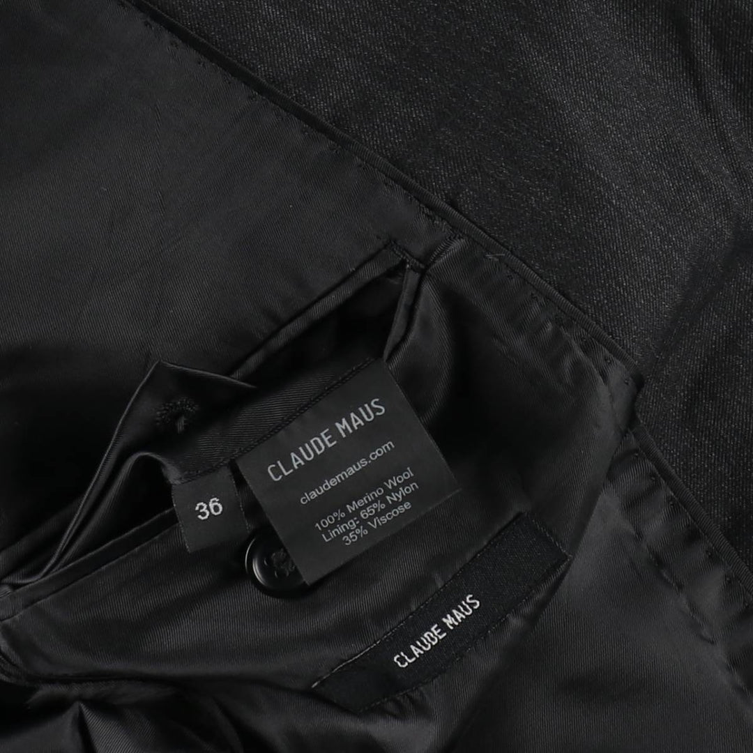 CLAUDE MAUS Wool Tailored Jacket, Women's Size M (approx.) Merino wool Charcoal Vintage Second Hand