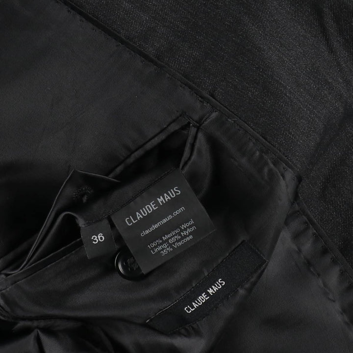 CLAUDE MAUS Wool Tailored Jacket, Women's Size M (approx.) Merino wool Charcoal Vintage Second Hand