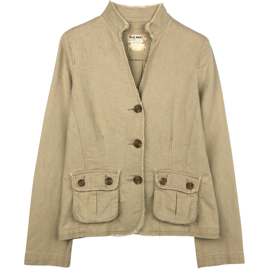 2000'S Old Navy cotton x linen jacket, women's size S (approx.) linen unbleached Vintage Second Hand