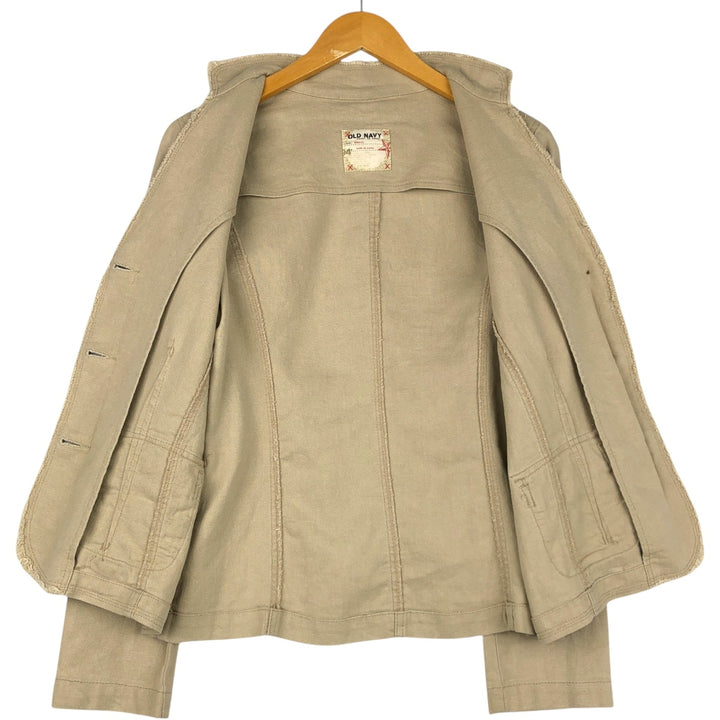 2000'S Old Navy cotton x linen jacket, women's size S (approx.) linen unbleached Vintage Second Hand