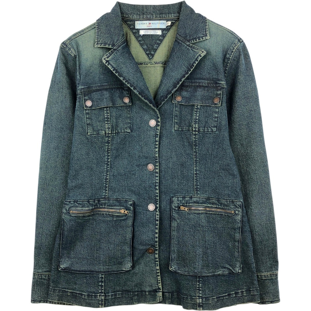 2000'S Tommy Hilfiger denim tailored jacket, women's size M (approx.) cotton blue type Vintage Second Hand