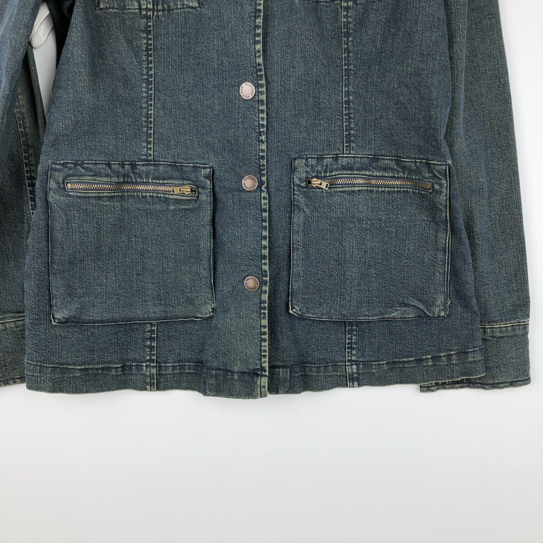 2000'S Tommy Hilfiger denim tailored jacket, women's size M (approx.) cotton blue type Vintage Second Hand