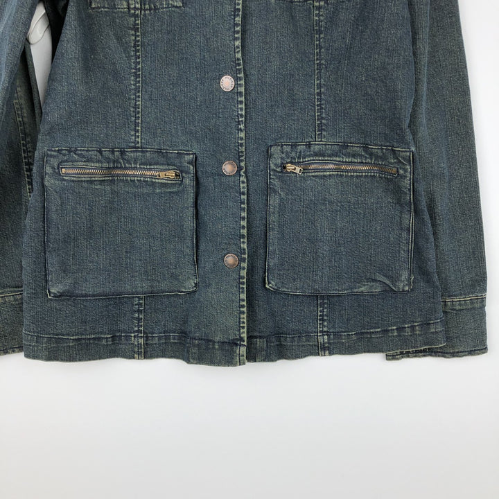 2000'S Tommy Hilfiger denim tailored jacket, women's size M (approx.) cotton blue type Vintage Second Hand