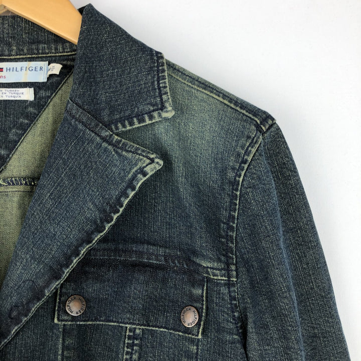 2000'S Tommy Hilfiger denim tailored jacket, women's size M (approx.) cotton blue type Vintage Second Hand