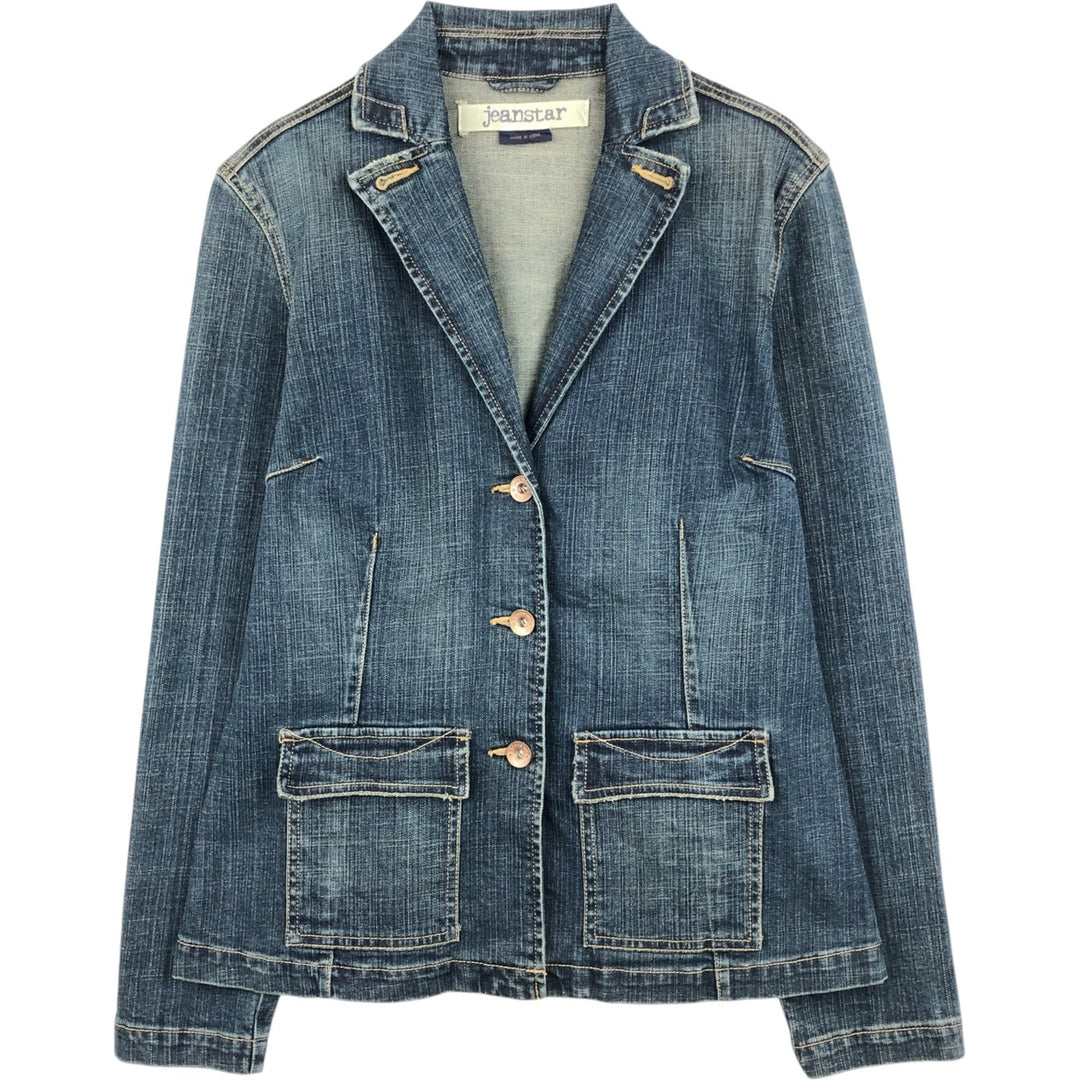 Jeanstar denim tailored jacket, women's size L (approx.) cotton blue type Vintage Second Hand