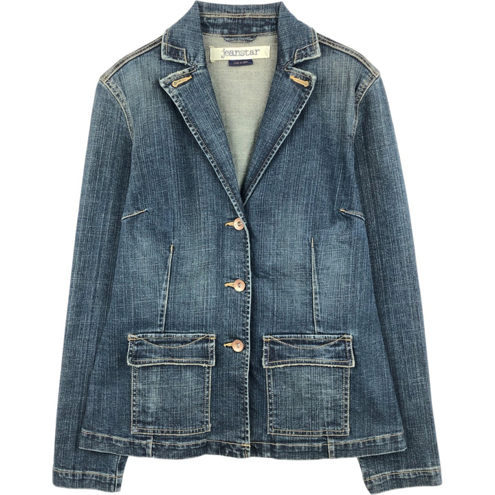 Jeanstar denim tailored jacket, women's size L (approx.) cotton blue type Vintage Second Hand