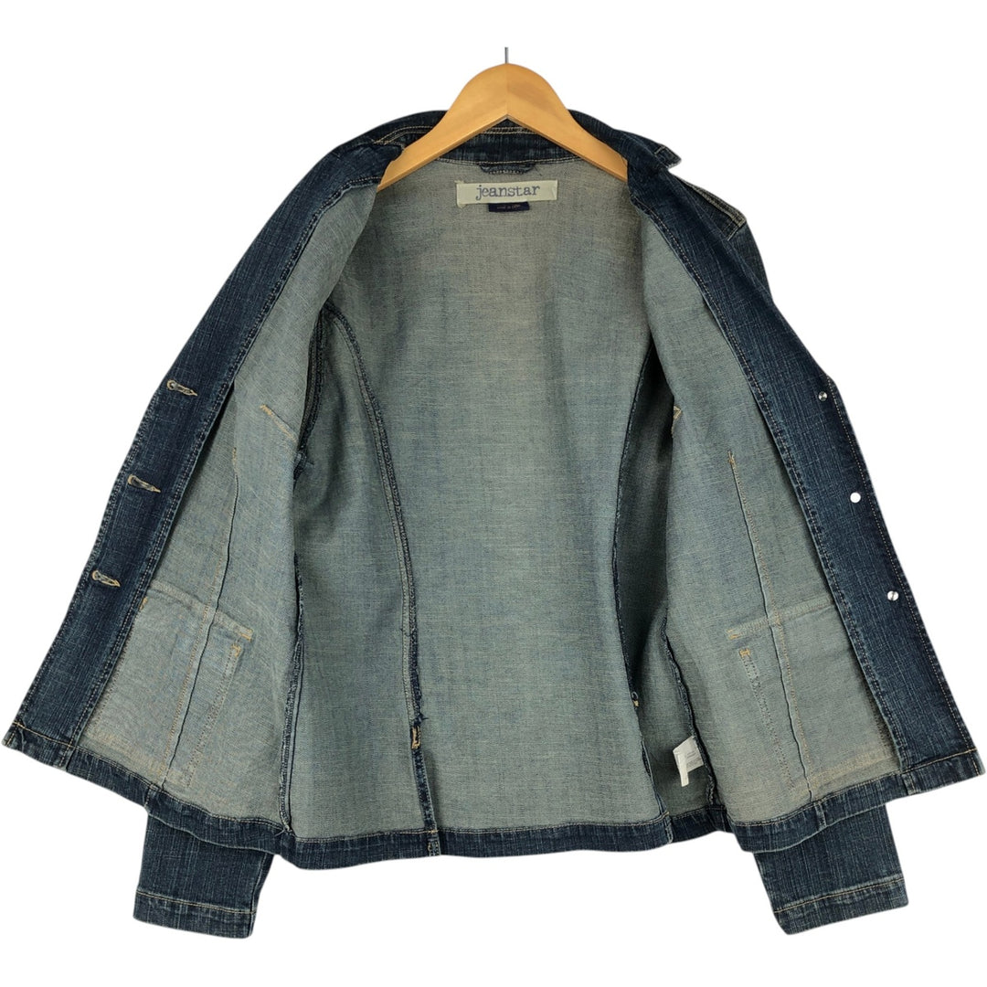 Jeanstar denim tailored jacket, women's size L (approx.) cotton blue type Vintage Second Hand