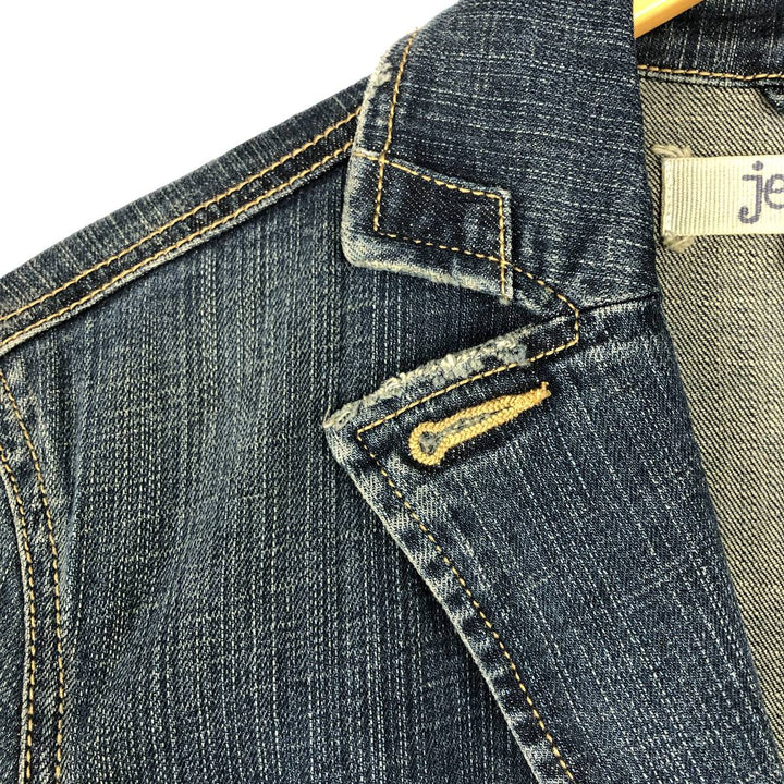 Jeanstar denim tailored jacket, women's size L (approx.) cotton blue type Vintage Second Hand