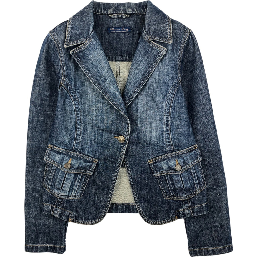 Massimo Dutti denim tailored jacket, women's size S (approx.) cotton blue type Vintage Second Hand