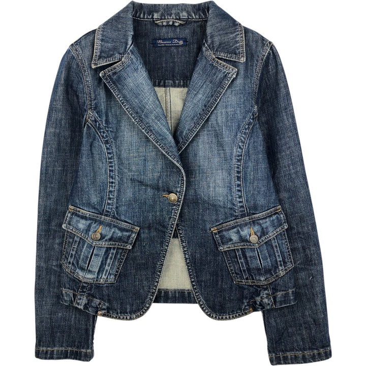 Massimo Dutti denim tailored jacket, women's size S (approx.) cotton blue type Vintage Second Hand
