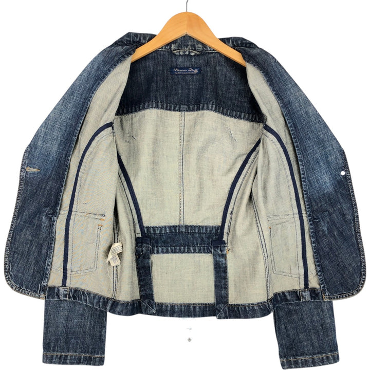 Massimo Dutti denim tailored jacket, women's size S (approx.) cotton blue type Vintage Second Hand