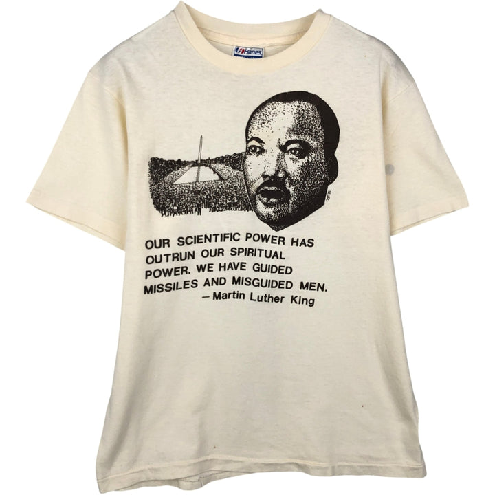1980'S Hanes 100% Cotton Blue Tag Martin Luther King Jr. T-Shirt, Made in USA, Women's Size M (approx.), Vintage cotton unbleached Vintage Second Hand