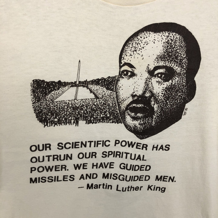 1980'S Hanes 100% Cotton Blue Tag Martin Luther King Jr. T-Shirt, Made in USA, Women's Size M (approx.), Vintage cotton unbleached Vintage Second Hand