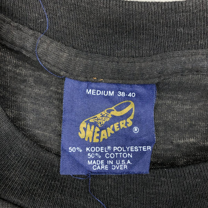 80'S SNEAKERS Print T-Shirt, Made in USA, Women's Size M (Equivalent), Vintage cotton black type Vintage Second Hand