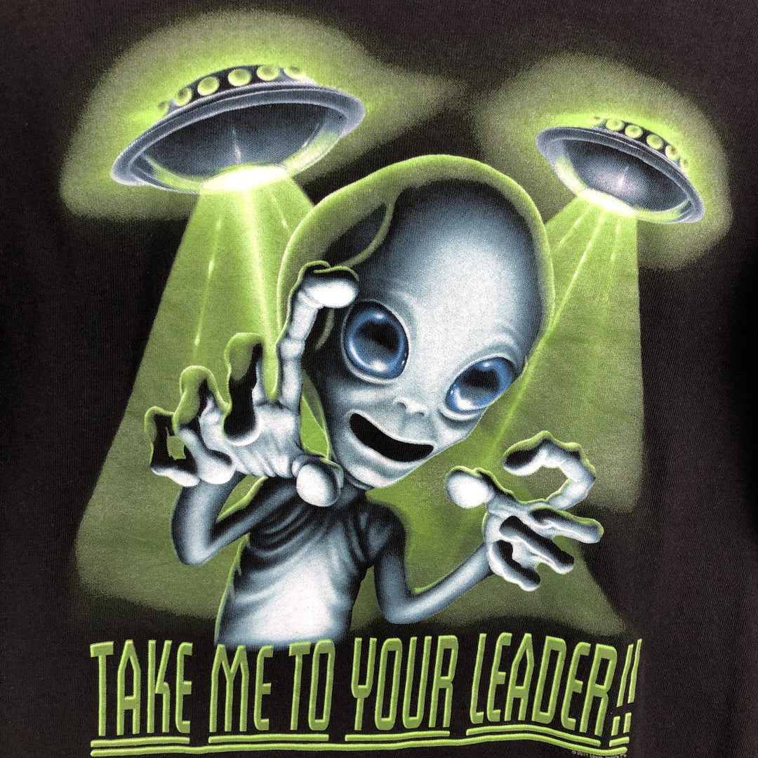 Alien print T-shirt, women's size S (equivalent to size S) unclear black type Vintage Second Hand