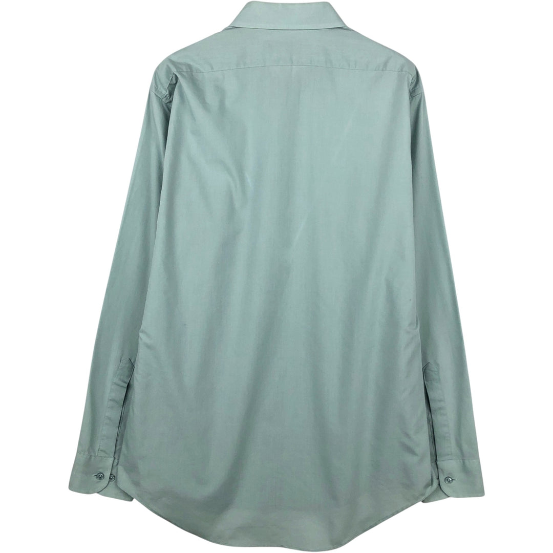 1990'S Van Heusen Classic Collection Long-Sleeve Poly-Cotton Shirt, Made in USA, Men's Size L (Equivalent), Vintage cotton Mint green Vintage Second Hand