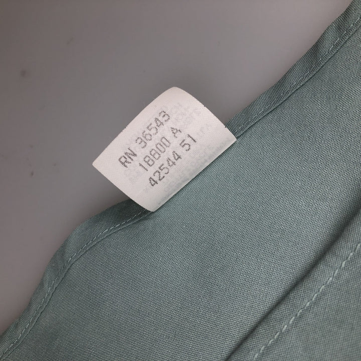 1990'S Van Heusen Classic Collection Long-Sleeve Poly-Cotton Shirt, Made in USA, Men's Size L (Equivalent), Vintage cotton Mint green Vintage Second Hand