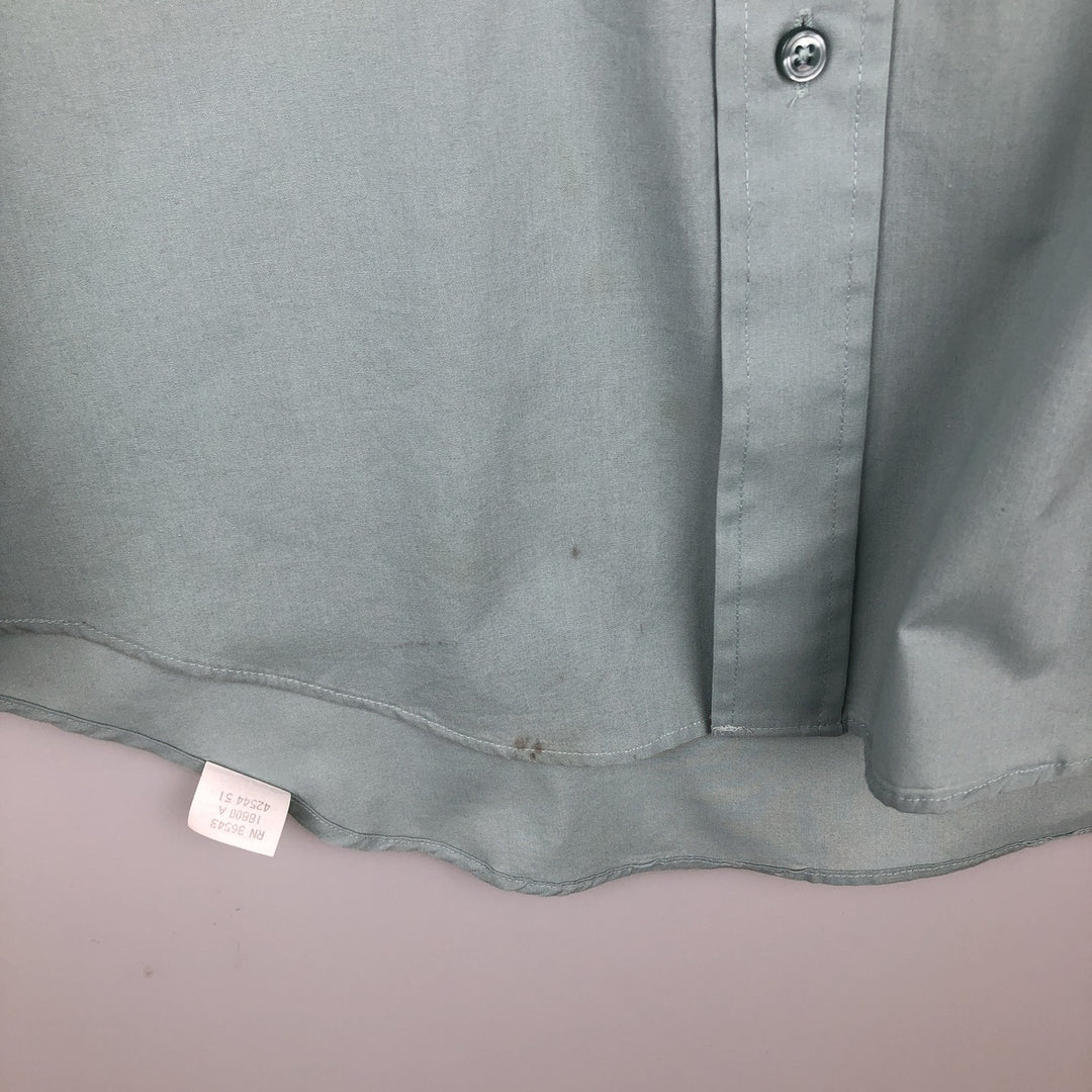 1990'S Van Heusen Classic Collection Long-Sleeve Poly-Cotton Shirt, Made in USA, Men's Size L (Equivalent), Vintage cotton Mint green Vintage Second Hand