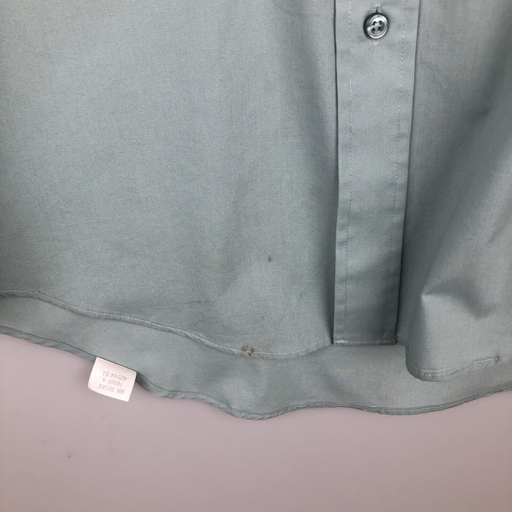 1990'S Van Heusen Classic Collection Long-Sleeve Poly-Cotton Shirt, Made in USA, Men's Size L (Equivalent), Vintage cotton Mint green Vintage Second Hand