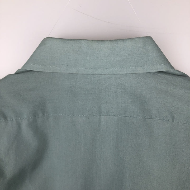 1990'S Van Heusen Classic Collection Long-Sleeve Poly-Cotton Shirt, Made in USA, Men's Size L (Equivalent), Vintage cotton Mint green Vintage Second Hand