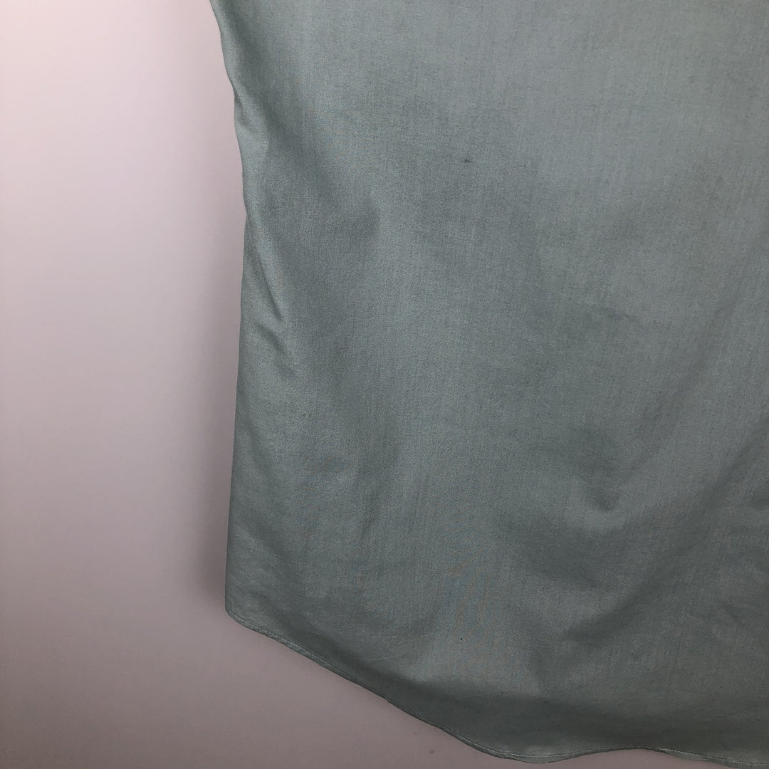 1990'S Van Heusen Classic Collection Long-Sleeve Poly-Cotton Shirt, Made in USA, Men's Size L (Equivalent), Vintage cotton Mint green Vintage Second Hand