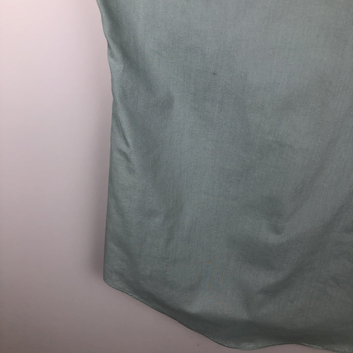 1990'S Van Heusen Classic Collection Long-Sleeve Poly-Cotton Shirt, Made in USA, Men's Size L (Equivalent), Vintage cotton Mint green Vintage Second Hand