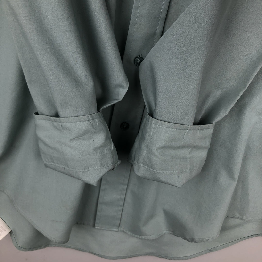 1990'S Van Heusen Classic Collection Long-Sleeve Poly-Cotton Shirt, Made in USA, Men's Size L (Equivalent), Vintage cotton Mint green Vintage Second Hand