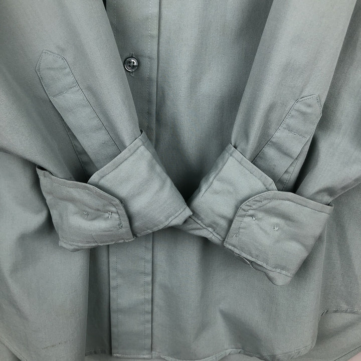 1990'S Van Heusen Classic Collection Long-Sleeve Poly-Cotton Shirt, Made in USA, Men's Size L (Equivalent), Vintage cotton Mint green Vintage Second Hand