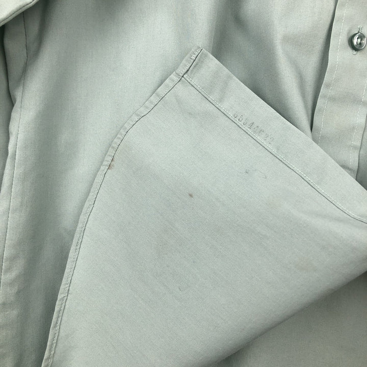 1990'S Van Heusen Classic Collection Long-Sleeve Poly-Cotton Shirt, Made in USA, Men's Size L (Equivalent), Vintage cotton Mint green Vintage Second Hand
