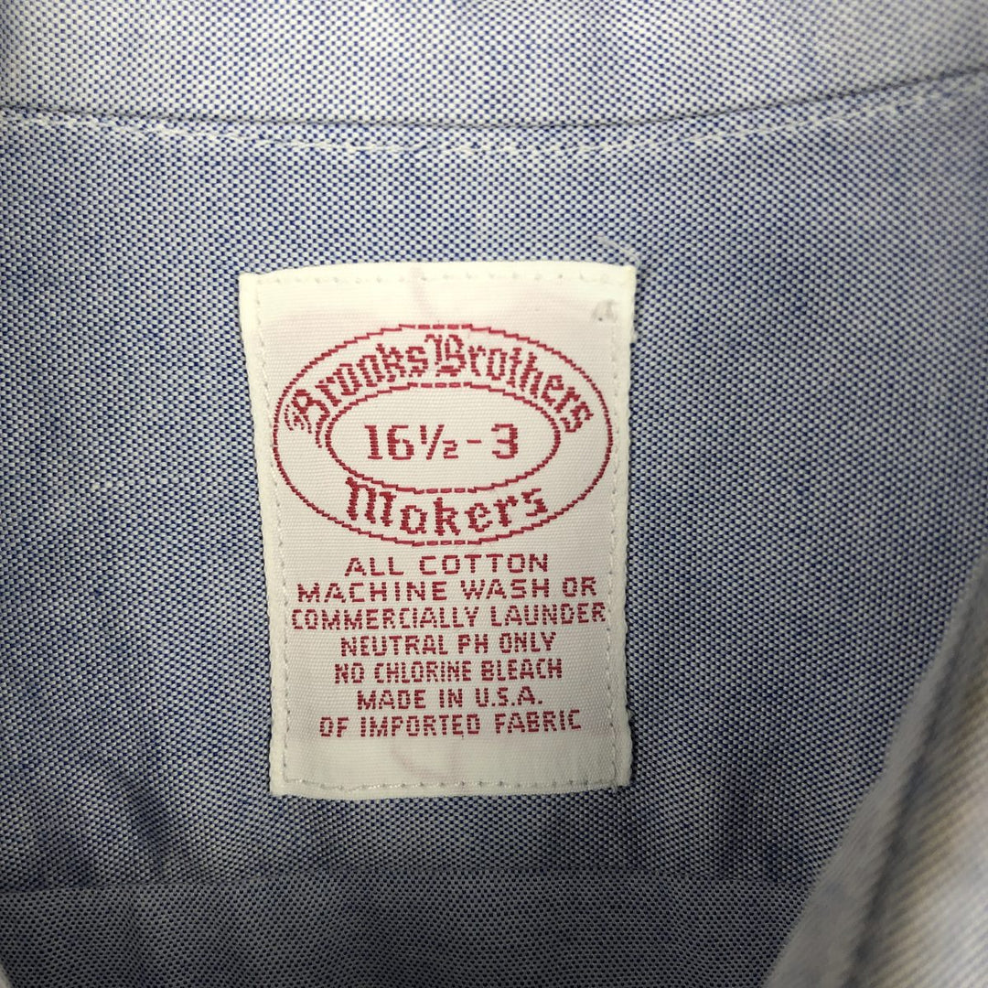 80s-90'S Brooks Brothers MAKERS Wide Collar Long Sleeve Cotton Shirt, Made in USA, Men's Size L (Equivalent), Vintage cotton blue type Vintage Second Hand