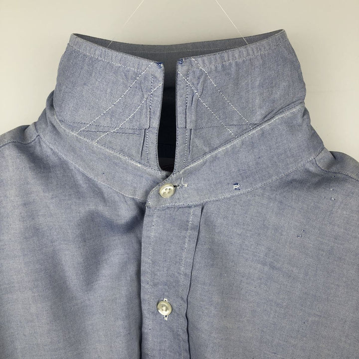 80s-90'S Brooks Brothers MAKERS Wide Collar Long Sleeve Cotton Shirt, Made in USA, Men's Size L (Equivalent), Vintage cotton blue type Vintage Second Hand