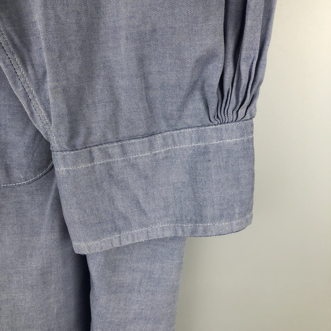 80s-90'S Brooks Brothers MAKERS Wide Collar Long Sleeve Cotton Shirt, Made in USA, Men's Size L (Equivalent), Vintage cotton blue type Vintage Second Hand