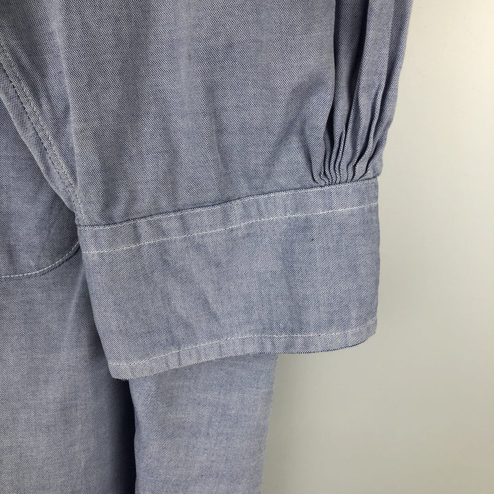 80s-90'S Brooks Brothers MAKERS Wide Collar Long Sleeve Cotton Shirt, Made in USA, Men's Size L (Equivalent), Vintage cotton blue type Vintage Second Hand