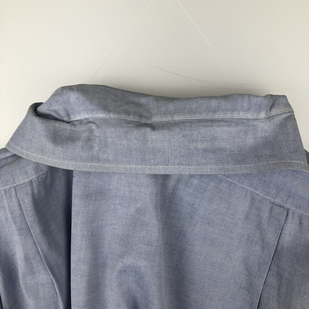 80s-90'S Brooks Brothers MAKERS Wide Collar Long Sleeve Cotton Shirt, Made in USA, Men's Size L (Equivalent), Vintage cotton blue type Vintage Second Hand