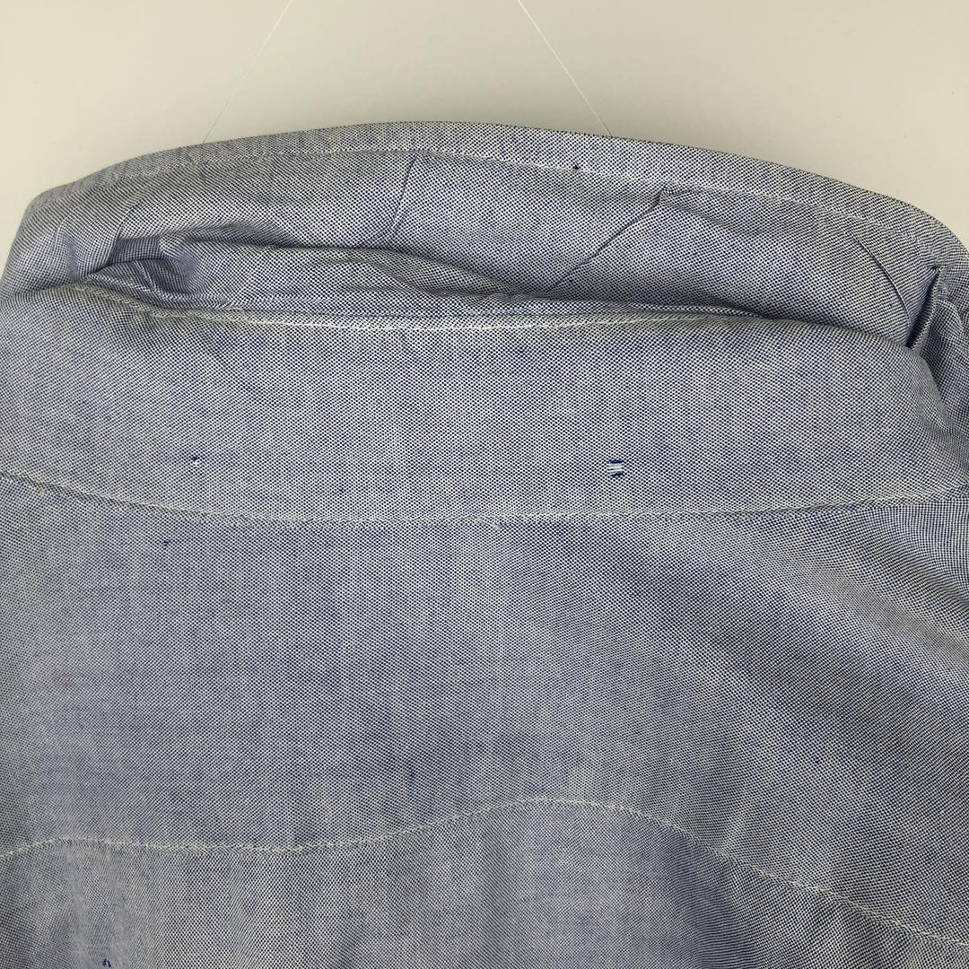 80s-90'S Brooks Brothers MAKERS Wide Collar Long Sleeve Cotton Shirt, Made in USA, Men's Size L (Equivalent), Vintage cotton blue type Vintage Second Hand