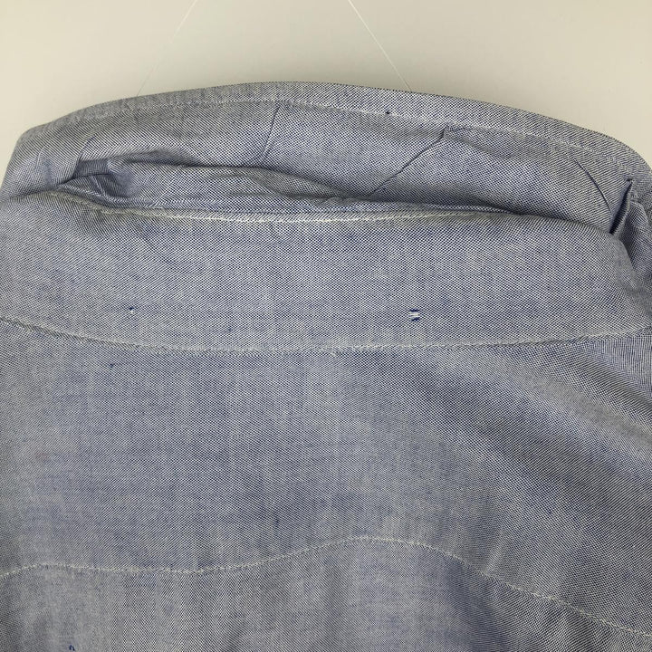 80s-90'S Brooks Brothers MAKERS Wide Collar Long Sleeve Cotton Shirt, Made in USA, Men's Size L (Equivalent), Vintage cotton blue type Vintage Second Hand