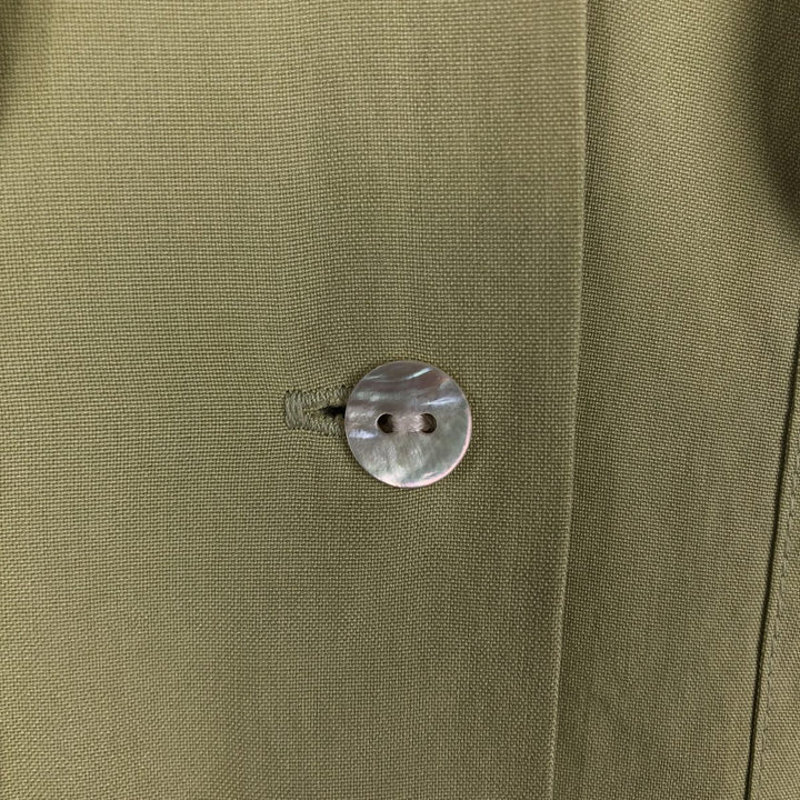 Liz Claiborne CLASSICS Long-Sleeve Open Collar Box Shirt (Women's Size L) silk green type yellow green Vintage Second Hand