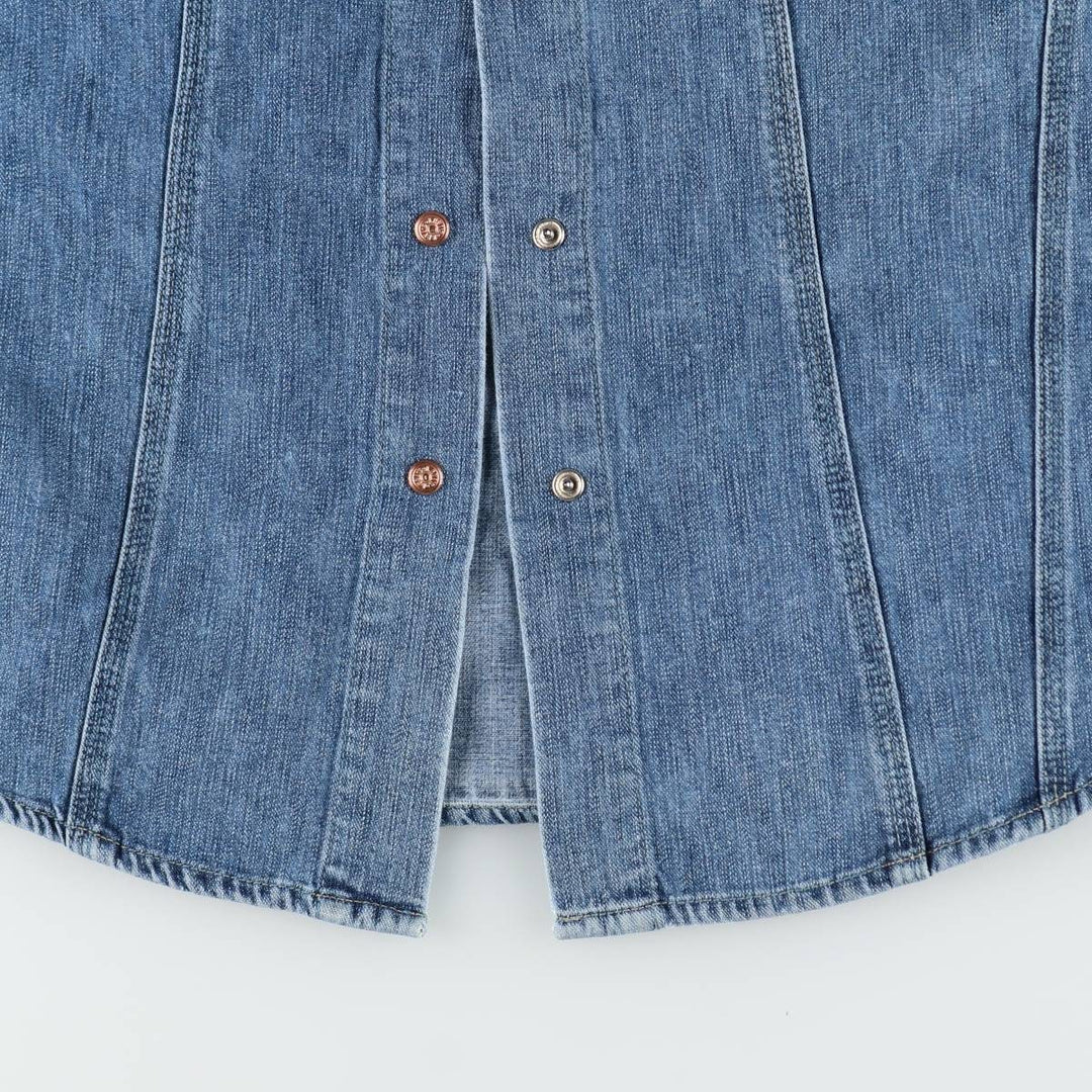 90s-00'S Levi's butterfly print long-sleeved denim shirt, women's size XL equivalent, vintage. cotton blue type Vintage Second Hand