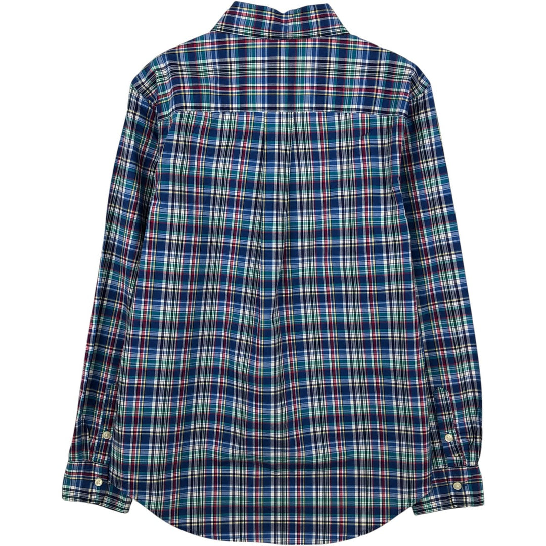 Ralph Lauren long-sleeved button-down check shirt, women's size M (approx.) cotton blue type Vintage Second Hand