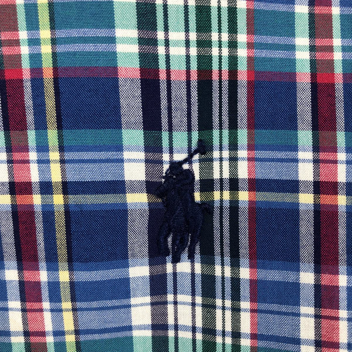 Ralph Lauren long-sleeved button-down check shirt, women's size M (approx.) cotton blue type Vintage Second Hand